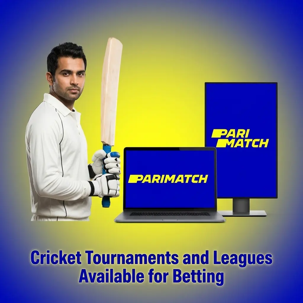 Cricket betting tournaments on Parimatch India including IPL, ICC World Cup, T20 World Cup, and The Ashes
